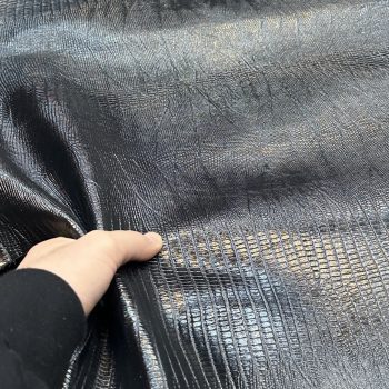 چرم طبیعی گاوی طرح لیزارد (لیزارت،لزارد) رنگ مشکی(GVL-115)