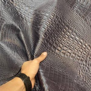 چرم گاوی  کروکودیل بنفش تیره سایه دار  -( GKB-336 )