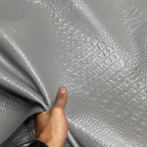 چرم گاوی کرکدیل خاکستری (طوسی روشن) - ( GKT-338 )
